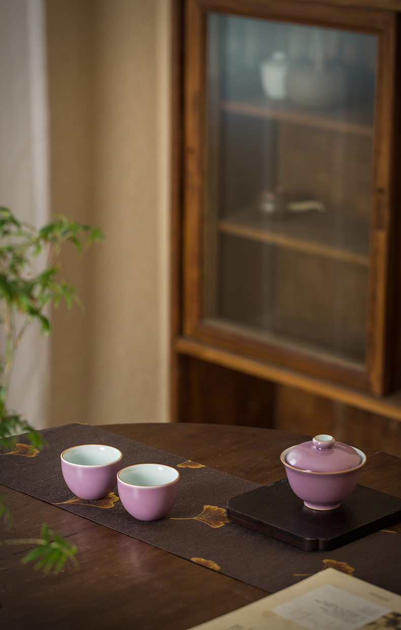 Cloud art of jingdezhen moran purple tureen high temperature color glaze ceramic cups a single tea bowl of kung fu tea set