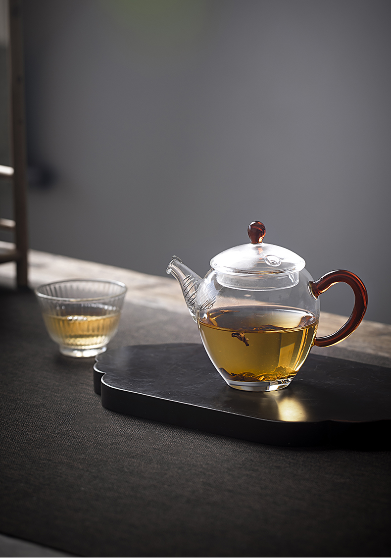 The Art of jingdezhen thickening clouds, heat - resistant glass teapot checking flower pot kung fu tea teapot