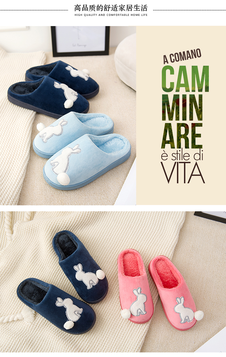 Dép cotton nữ dày đôi nam thu đông và nhà mùa đông Phiên bản Hàn Quốc của túi trong nhà với dép lông mùa đông dễ thương - Trang chủ dép nhựa đi trong nhà tắm