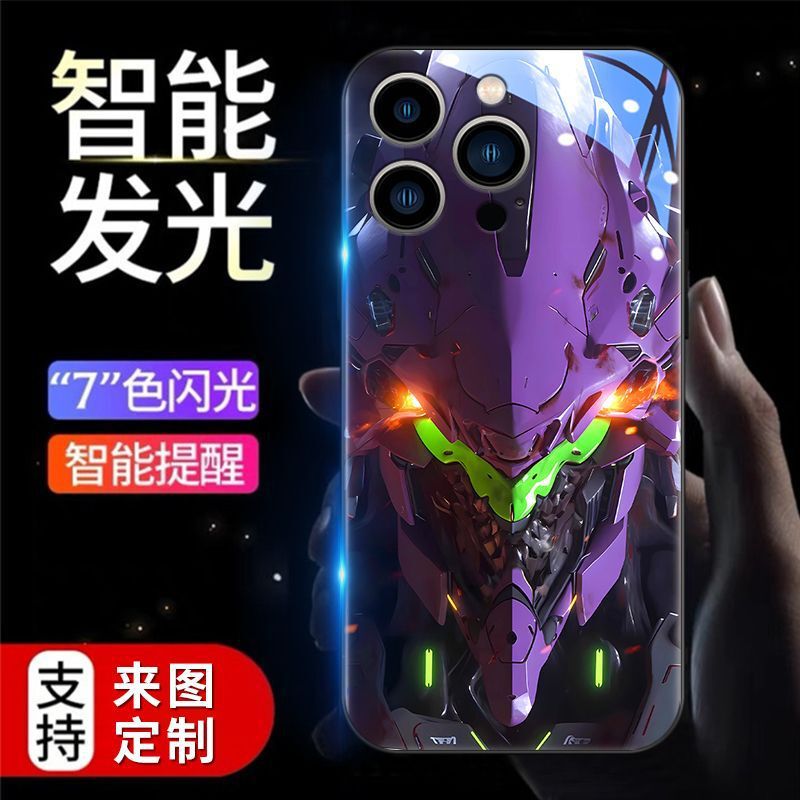 Eva Unit-01 Suitable for iPhone 17, 16 Pro Max, Incoming Call Light-Up Phone Case, High-End Feel, 14 Japanese Anime Style, 13 Mini Cool, 12 Smart Flash, 11 Creative, New Xs, Xr