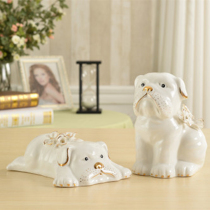 Creative modern minimalist home soft decoration Cute dog Ceramic living room TV wine cabinet Zodiac small ornaments Crafts