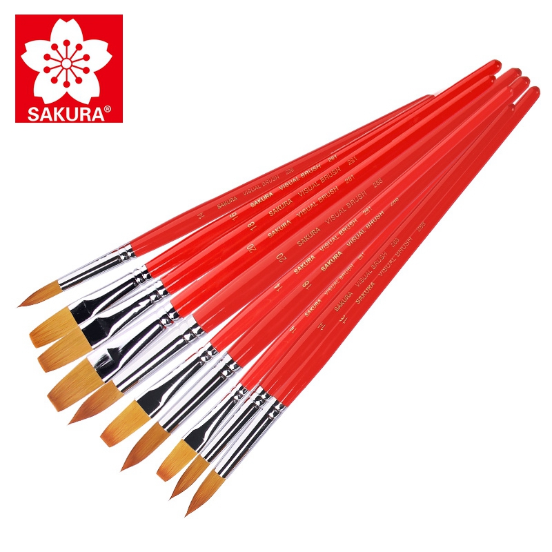 Japanese cherry blossom nylon watercolor brush round 288 flat brush 281 water chalk fine art special acrylic pigment