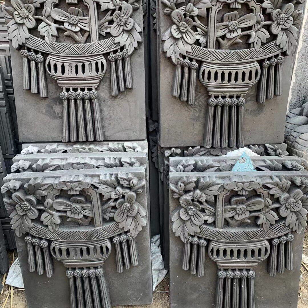 Antique courtyard decoration for a piece of brick carved Chinese antique decoration embossed green brick wall lantern flower pendulum piece