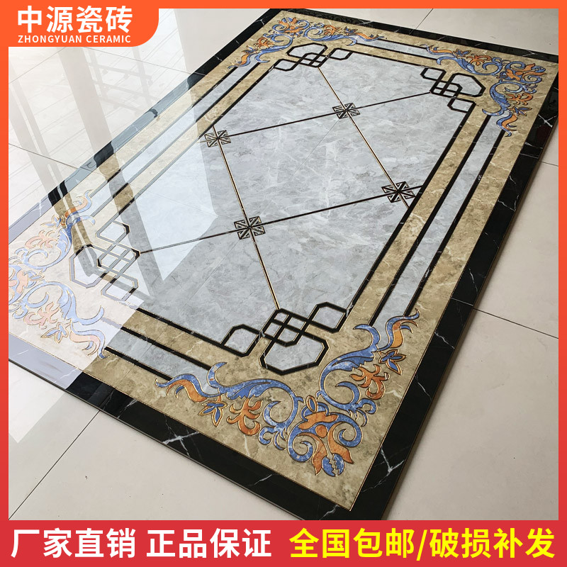 Living room microcrystalline stone parquet floor tile 800X800 European-style dining room carpet flower throw crystal tile aisle porch tile