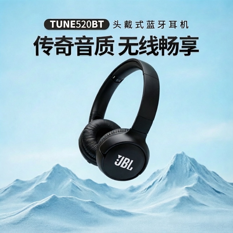 Jbl Tune520Bt Over-Ear Wireless Bluetooth Headphones with Noise Reduction for Men and Women, Suitable for Calls and Gaming, Long Battery Life, Heavy Bass