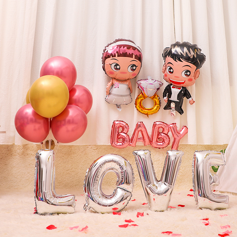Birthday Decoration Romantic Wedding Wedding Wedding Wedding House Placement Love God Cubitt Aluminum Foil Aluminum Film Balloon Lovers Party Pint