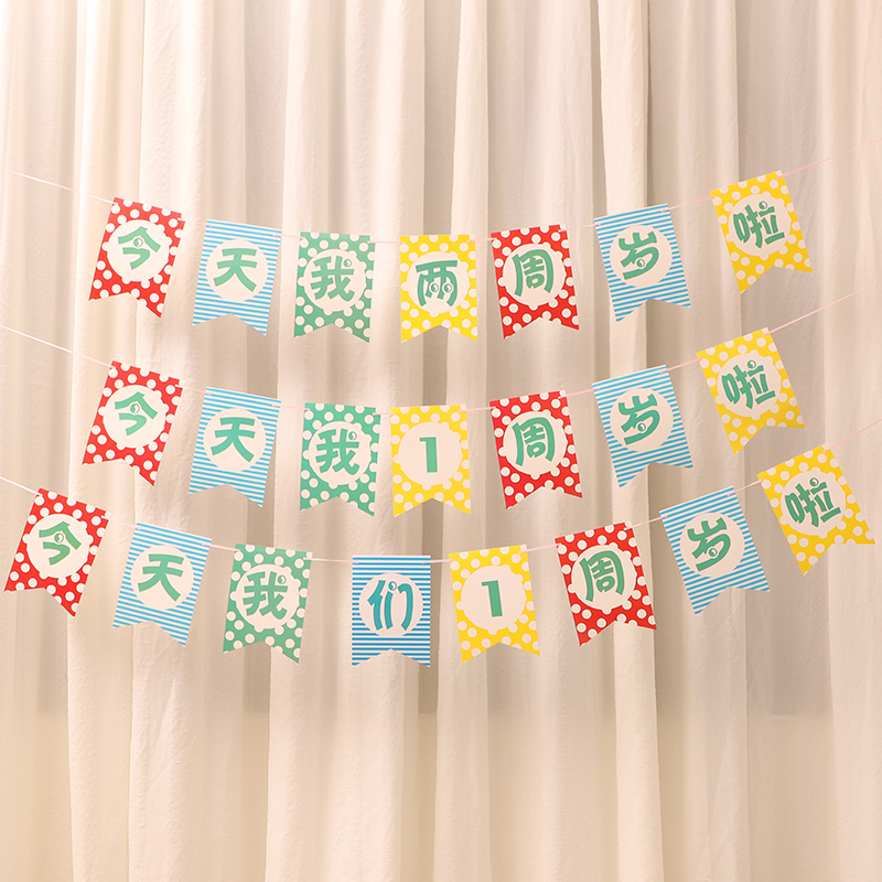 Birthday banner Baby 1 year old decorative supplies birthday party background wall happy banner pull banner