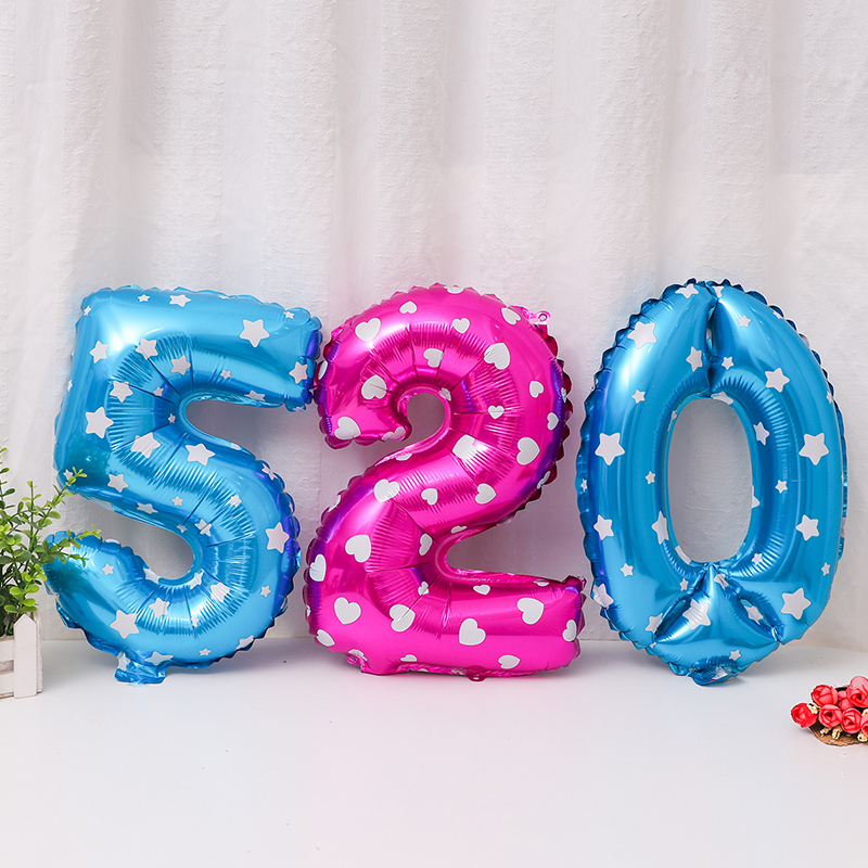 520 Valentine's Day Gifts Digital Balloons Birthday Decorations Wedding aluminium Membrane Character Scene Placement of the year Background Wall