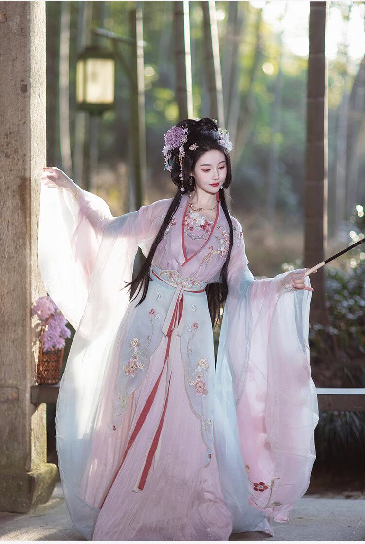 Китайцы одежда наборы 新款原创【玉水轻鸾】刺绣吊带超仙汉服南北朝国风大典走秀明星款