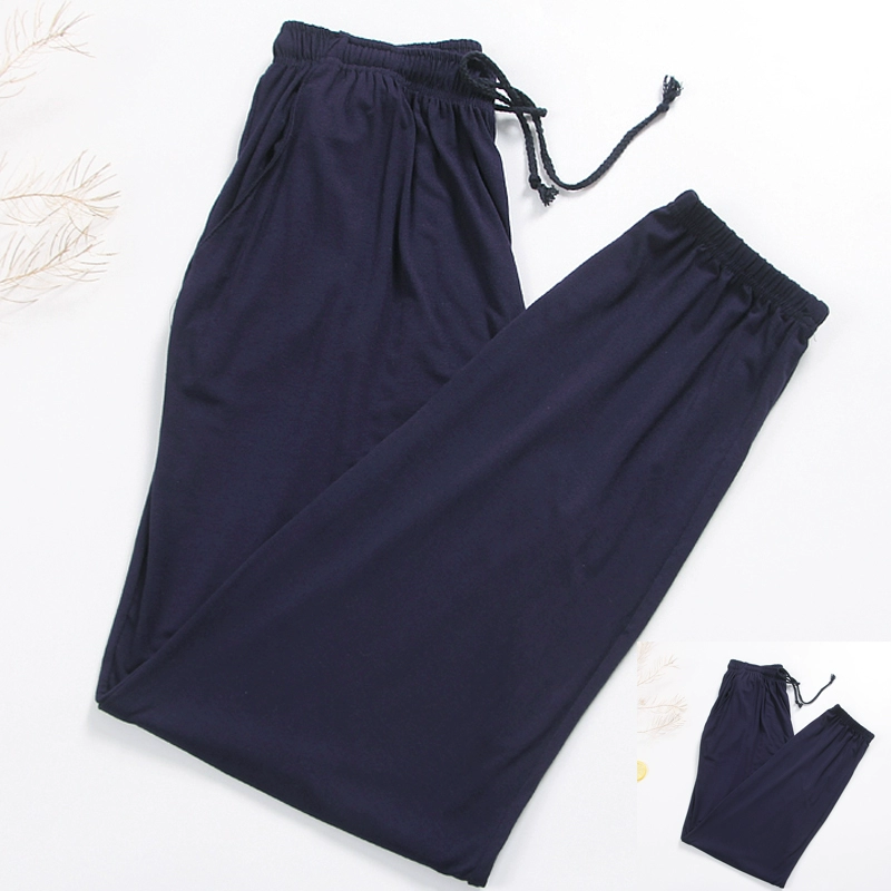 Bộ đồ ngủ nam và nữ mùa hè và mùa thu mỏng để đóng chân nhà quần modal cotton quần chân quần kích thước lớn quần âu quần đùi nam