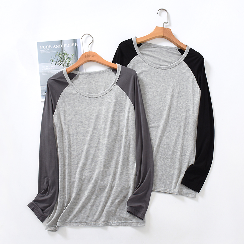 Men Modale Long Sleeve T-shirt with spring and summer thin autumn clothes to increase V-collar young middle-aged