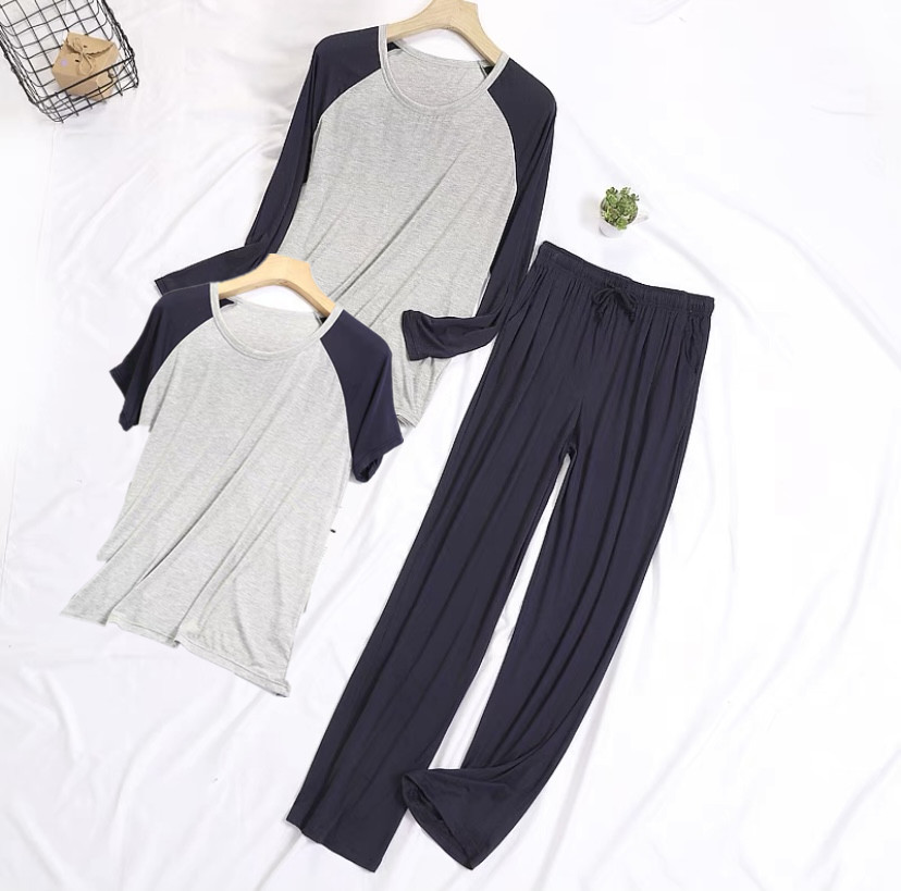 Summer men's sleepwear Home clothes Home Three sets Modeir loose large size Short sleeves Long sleeves Long sleeves Long pants Leisure can be worn out