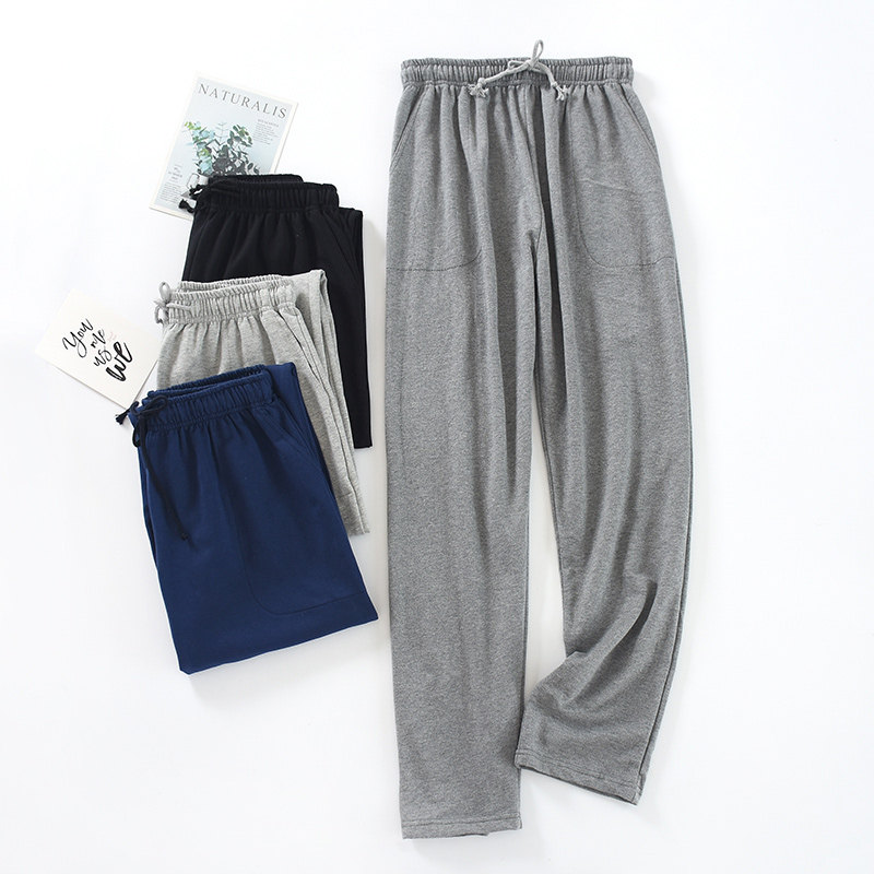 Sleeping Pants Woman Autumn Winter New Pure Cotton Woolen Loop Men Summer Lovers Loose Straight Cylinder Large Size Full Cotton Home Casual Long Pants