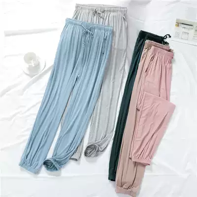 Modal close pajama pants spring and summer couples men's and women's trousers thin loose large size casual toe summer home pants