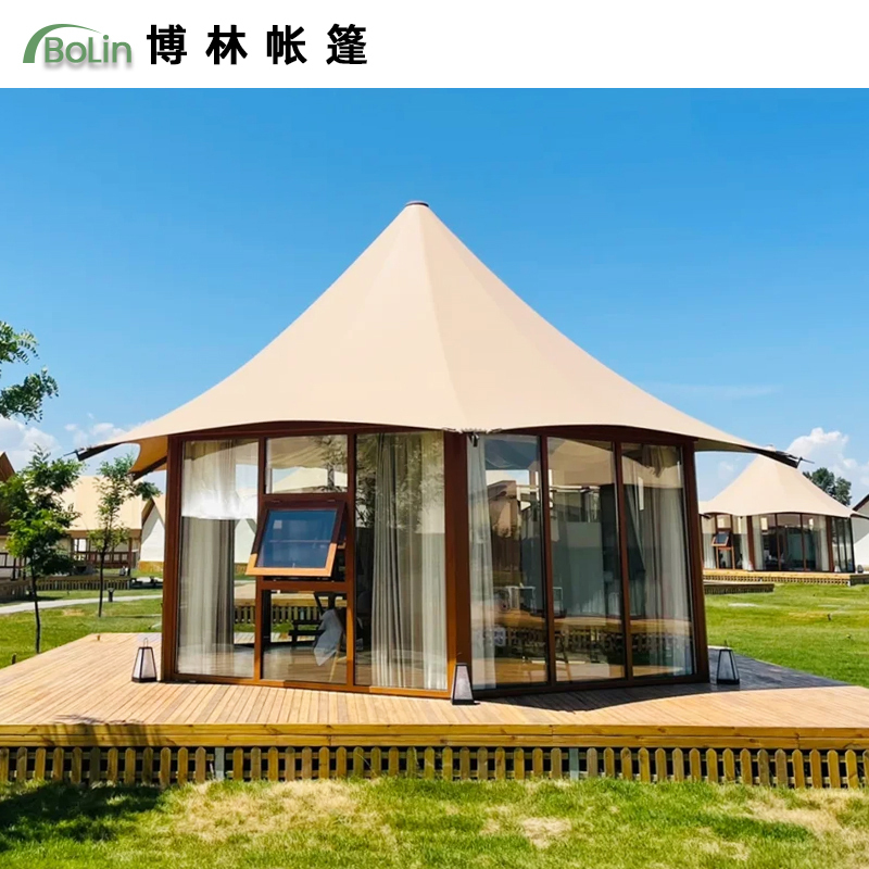 High-End Light Luxury Single-Peaked Hotel Tent, Wilderness Luxury Resort Homestay Tent, Outdoor Camping Site, Scenic Area Reception Hall Tent
