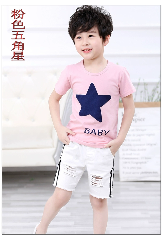 Trẻ em ngắn tay t-shirt cotton nam áo sơ mi Hàn Quốc phiên bản của dưới cùng của cậu bé lỏng mùa hè nữ 6 quần áo trẻ em 3 tuổi 5 áo mới áo thun trẻ em dài tay