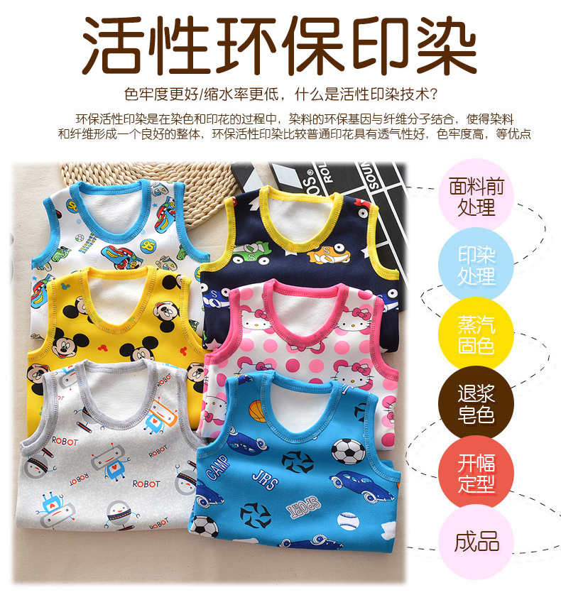 Chàng trai và cô gái mùa xuân và mùa thu đồ lót mùa đông trong quần áo trẻ em cotton vest vest bé cộng với áo ấm nhung áo phao trẻ em