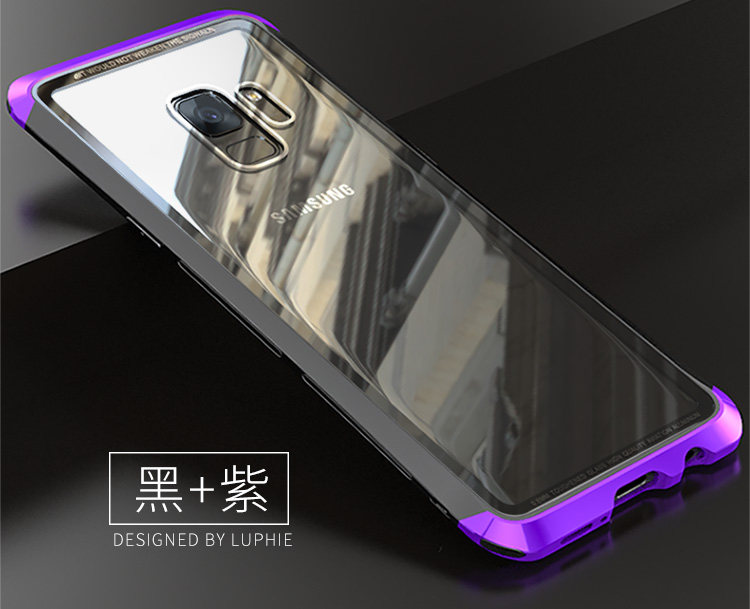 Luphie Nunchaku Airframe Metal Frame Air Barrier Tempered Glass Back Case Cover for Samsung Galaxy S9 Plus & Samsung Galaxy S9