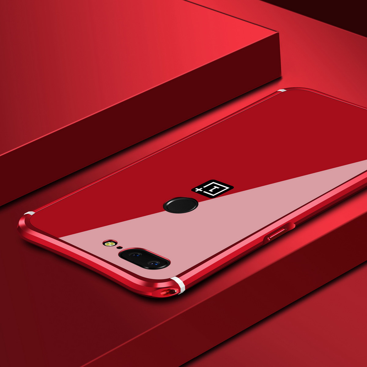 iy Rainbow Aluminum Metal Bumper Dazzle PC Back Cover Case for OnePlus 5T