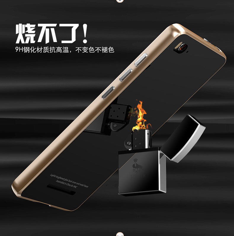 Luphie Aircraft Aluminum Metal Frame 9H Tempered Glass Back Cover Case for Xiaomi Mi 4C