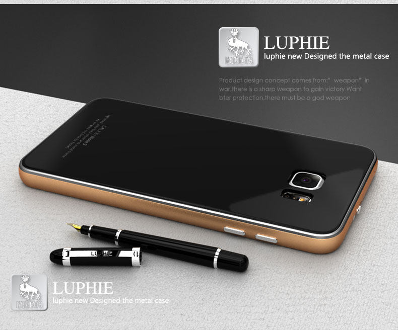 Luphie Aircraft Aluminum Metal Frame 9H Tempered Glass Back Cover Case for Samsung Galaxy Note 5 N9200