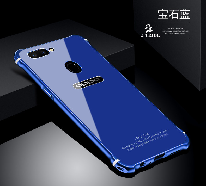 iy Rainbow Aluminum Metal Frame 9H Tempered Glass Back Cover Case for OPPO R11s & OPPO R11s Plus