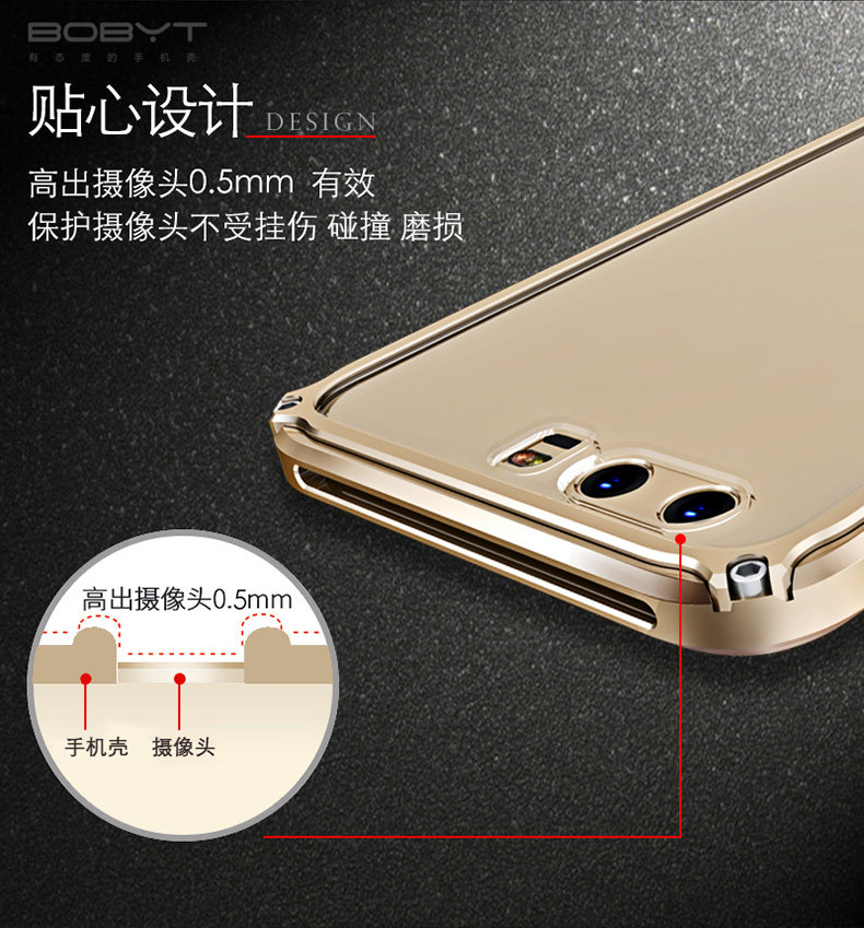 GINMIC Legend Slim Aluminum Metal Bumper Scratch Resistant Transparent PC Cover Case for Huawei P10 & Huawei P10 Plus