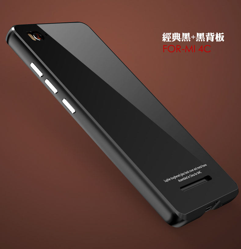 Luphie Aircraft Aluminum Metal Frame 9H Tempered Glass Back Cover Case for Xiaomi Mi 4C