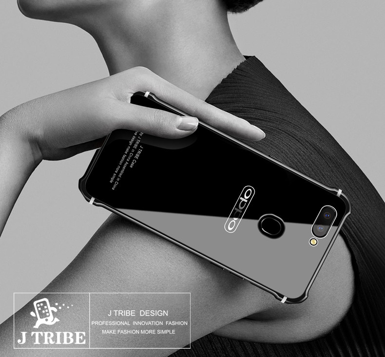 iy Rainbow Aluminum Metal Frame 9H Tempered Glass Back Cover Case for OPPO R11s & OPPO R11s Plus