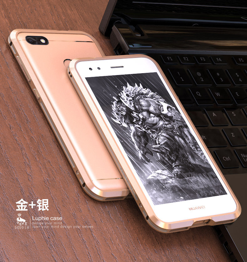 Luphie Bicolor Blade Sword Slim Light Aluminum Bumper Metal Shell Case for Huawei Enjoy 7