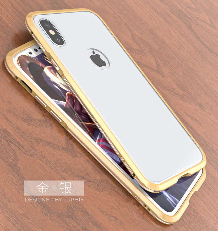 Luphie Bi-Color Blade Sword Slim Light Aluminum Bumper Frosted PC Back Cover Case for Apple iPhone X
