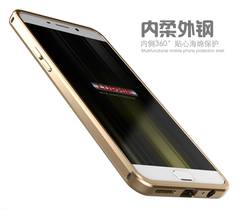 Luphie Aircraft Aluminum Metal Frame 9H Tempered Glass Back Cover Case for OPPO R9