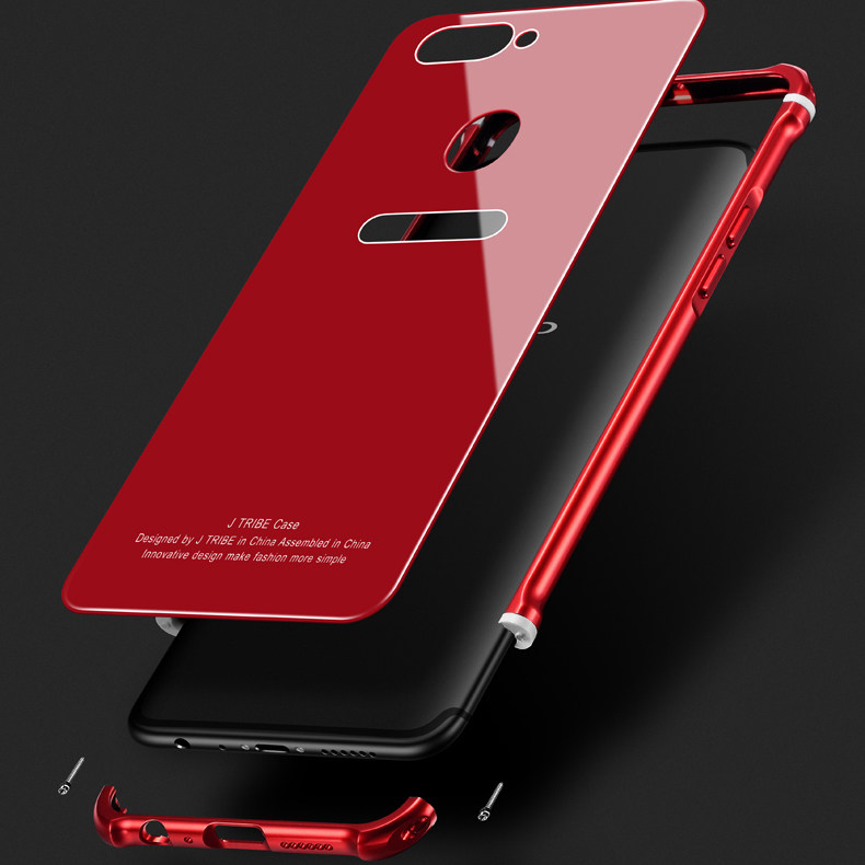 iy Rainbow Aluminum Metal Frame 9H Tempered Glass Back Cover Case for OPPO R11s & OPPO R11s Plus
