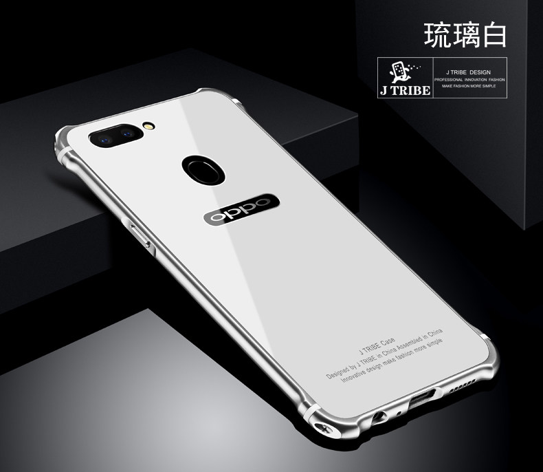 iy Rainbow Aluminum Metal Frame 9H Tempered Glass Back Cover Case for OPPO R11s & OPPO R11s Plus