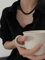 Новая особенность Doudoustore Simple Black Agate Ожерелье Женское темное высокий уровень высокого уровня высокого уровня ручной работы с ключи