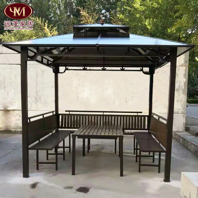 Outdoor Awning PC Aluminum Alloy Cool Kiosk Tent Courtyard Canopy PVC Rain-proof ceiling outdoor four-pillar pavilion