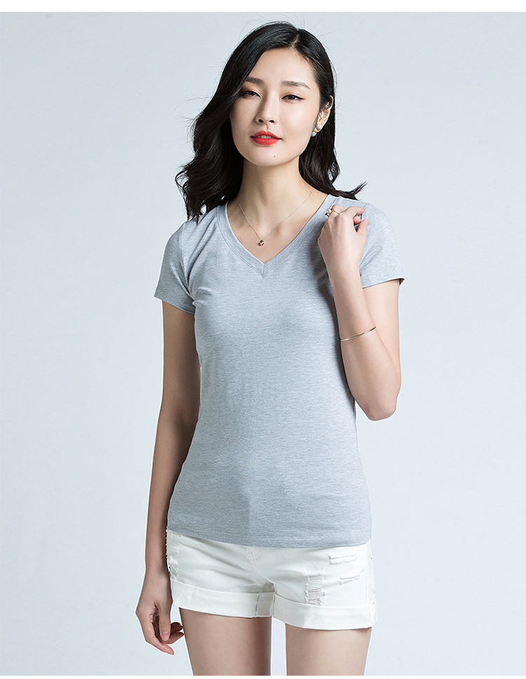 Cần bán / v cổ áo đơn giản body ngắn tay áo thun nữ size lớn cotton cotton nv nữ áo khoác ngắn nữ hè 12268 áo polo nữ