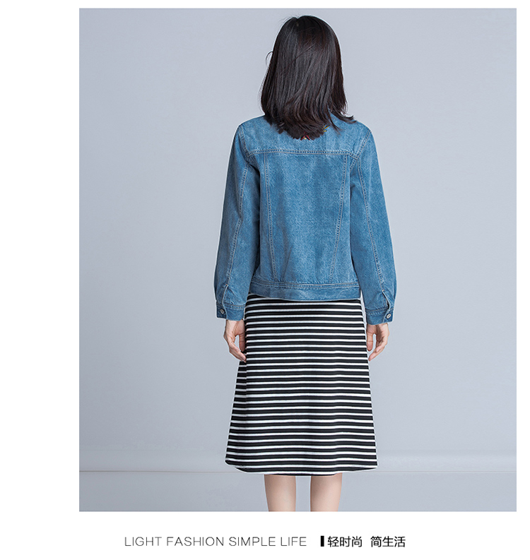 Cần bán / Phụ nữ mùa thu Áo khoác cotton mới Màu xanh dài tay Hàn Quốc Thêu thẳng BF Gió 16306 áo phao lông vũ nữ dáng dài
