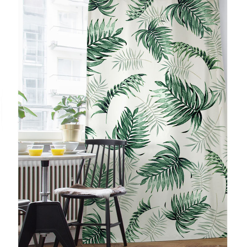 Great Lakes Studio Northern European Wind Fresh Tropical Rainforest Digital Printing Half-shaded Curtain Customized Customized Customized