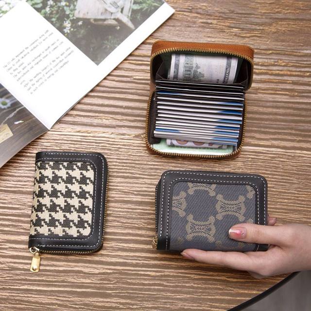 Houndstooth 2024 ໃບຂັບຂີ່ໃຫມ່ anti-degaussing card holder ສໍາລັບແມ່ຍິງ, ຮູບແບບທີ່ນິຍົມ, ກະທັດຮັດ, exquisite, high-end, ຫຼາຍຊ່ອງໃສ່ບັດ, ຄວາມຈຸຂະຫນາດໃຫຍ່