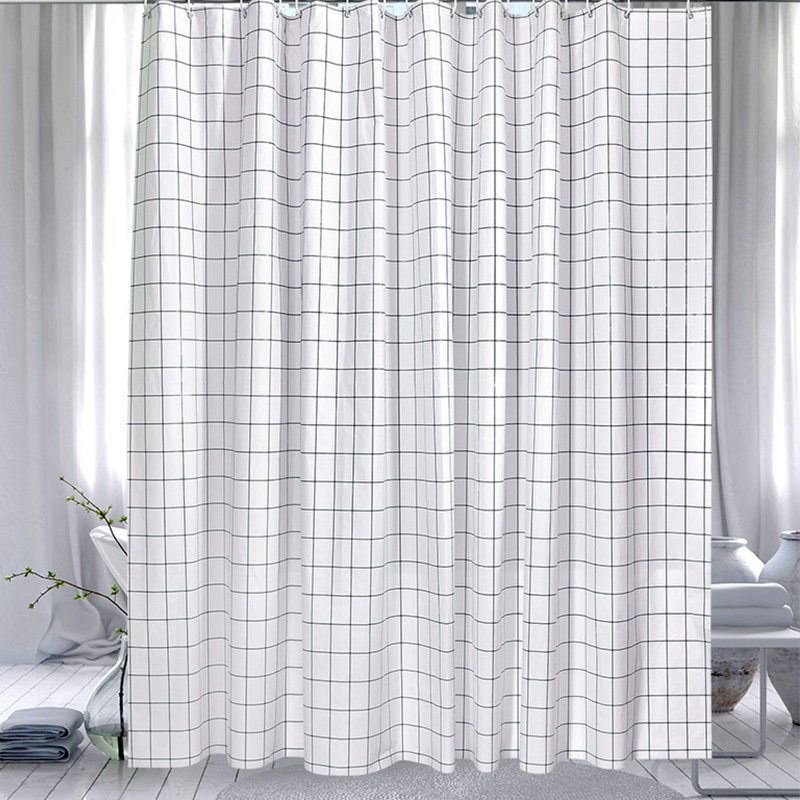 Bathroom Partition Shower Curtain Set, No-Drill Waterproof Shower Room Bathroom Door Water-Blocking Curtain, Thickened Fabric