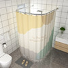 Bathroom Curved Shower Curtain Rod L-Shaped Shower Curtain Set No-Drill U-Shaped Bathroom Retractable Shower Rod Waterproof Partition Curtain