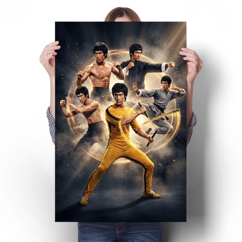 Retro Nostalgic Bruce Lee Poster Decorative Painting Boxer Nunchaku Sparring Martial Arts Fitness Wall Sticker Mural