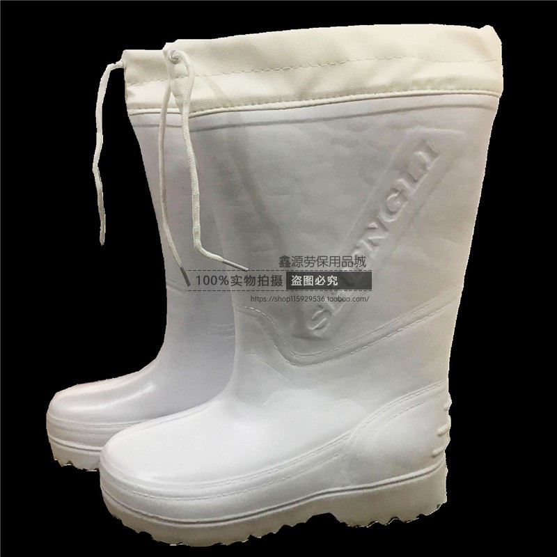 Nhà máy thực phẩm màu trắng giày công sở dày Giày xốp xốp cộng với giày đi mưa cotton nam và nữ giày mưa mùa đông ấm không thấm nước giày giầy nam chống nước