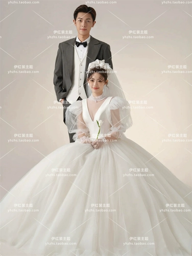 Новая тематическая одежда для фотостудии, корейское белое марлевое интерьерное платье для фотосъемки, простое свадебное платье для фотосессии для пары