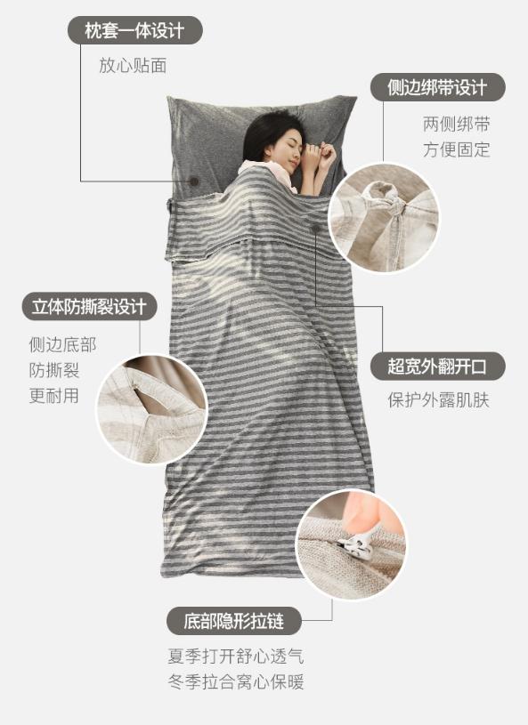 NetEase có thể chọn túi ngủ bằng vải cotton cầm tay ngủ khách sạn du lịch trên toàn bộ khách sạn đôi trong nhà bẩn - Túi ngủ túi ngủ con nhộng cho bé