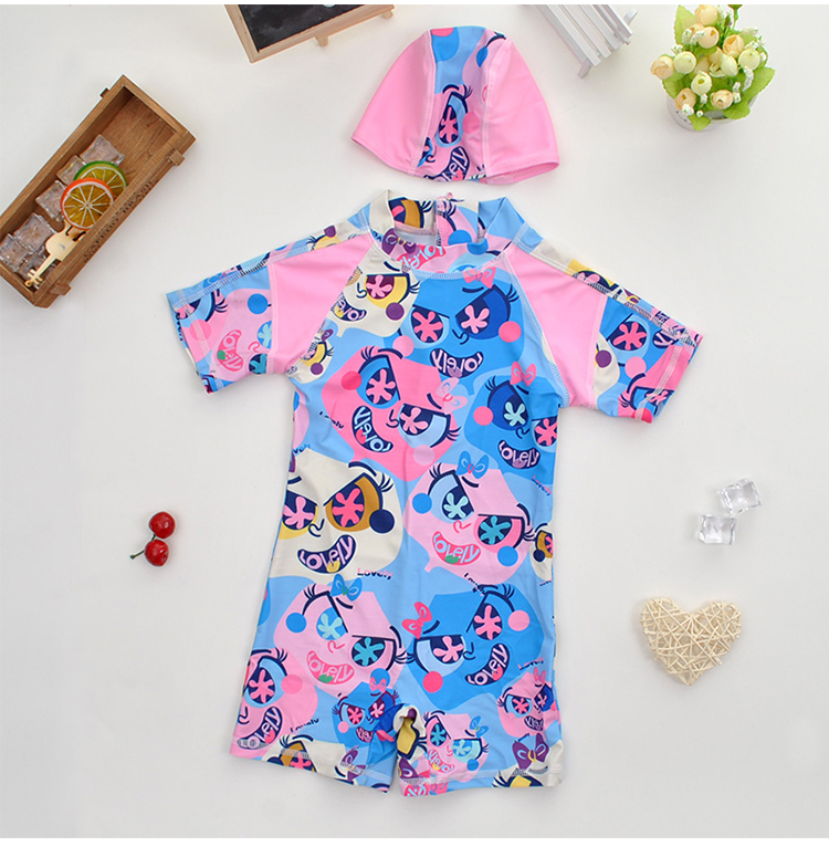 Trẻ em của đồ bơi cô gái chàng trai dính liền cô gái dễ thương ngắn tay áo thể thao mặt trời bộ đào tạo chuyên nghiệp bán đồ bơi trẻ em