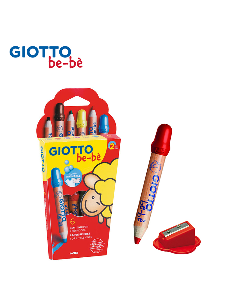 Italy GIOTTO CHILDREN's safety toy 61012 color wooden baby WASHABLE crayon SEND sharpener