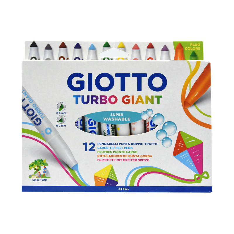 Italy import GIOTTO young children safe 12 colors washable cone thick head watercolor pen mark pen refill