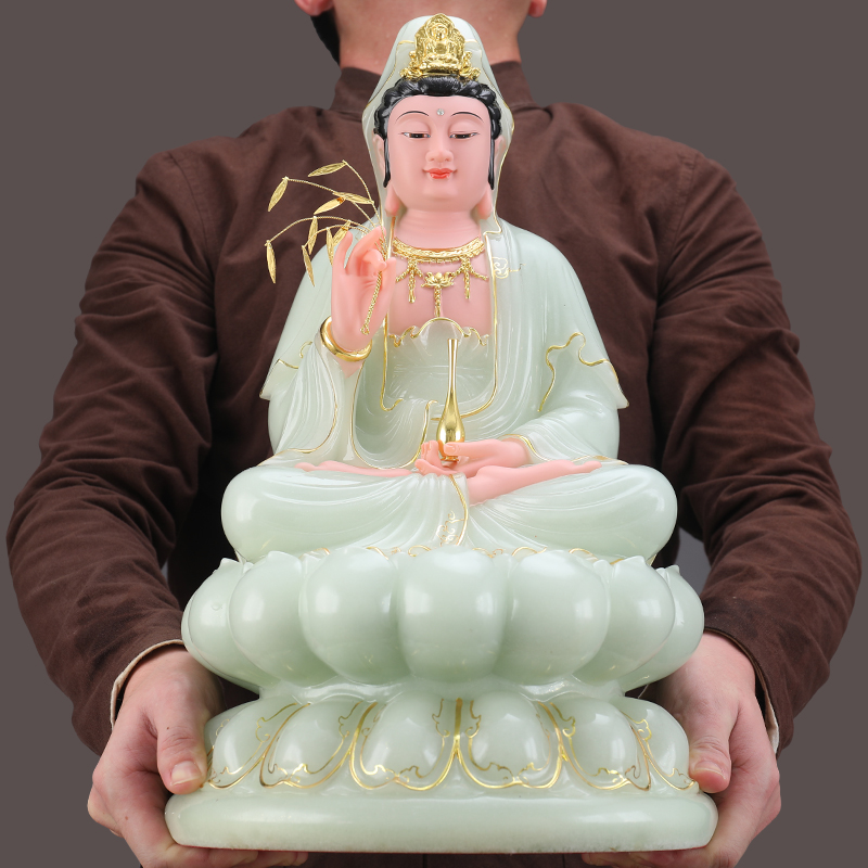 Jade sat lotus Guanyin Buddha Figurines Swaying Pieces Stone Sculptures Sent in South China Sea View of the BodhisattBodhisattBodhisattBodhisattva-Taobao